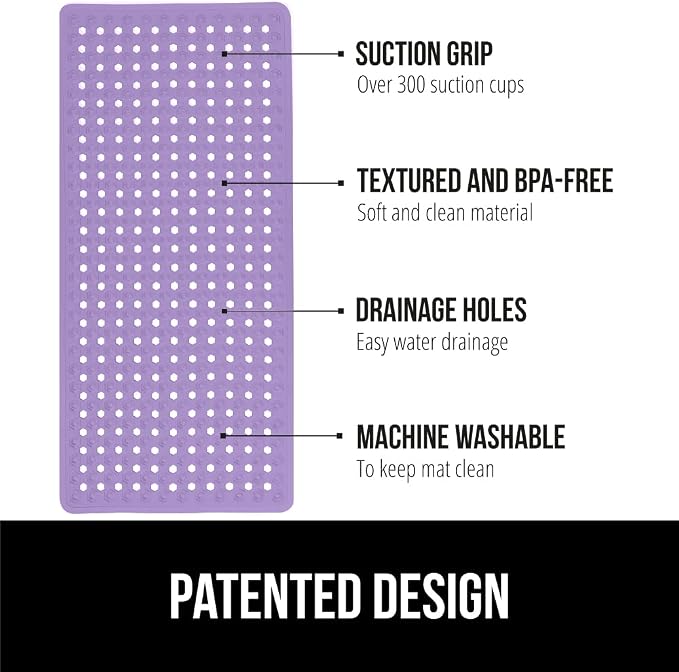 GORILLA GRIP Patented Bath Tub Shower Mat, Machine Washable Bathtub Floor Liner - Image 2