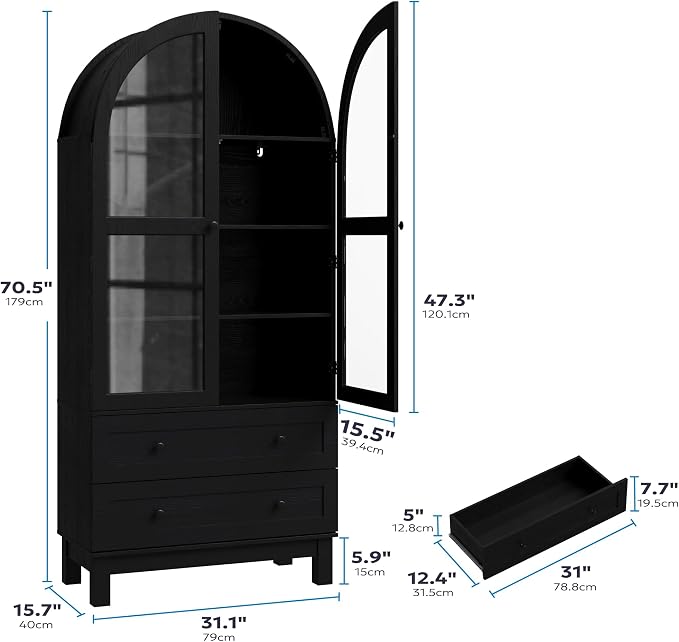71" Tall Arched Kitchen Pantry, Kitchens Pantry Storage Cabinet - Image 2