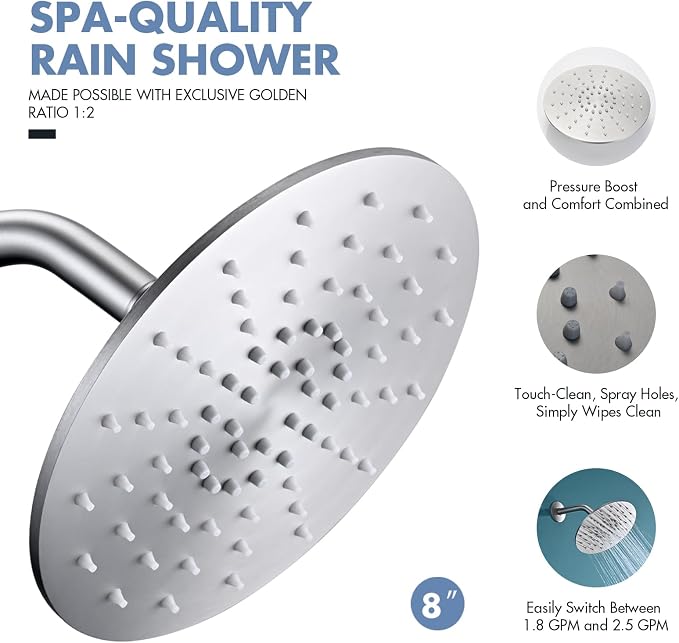 Rainfall Shower Head, MEDIOMI Rain Shower Head Set - Image 4