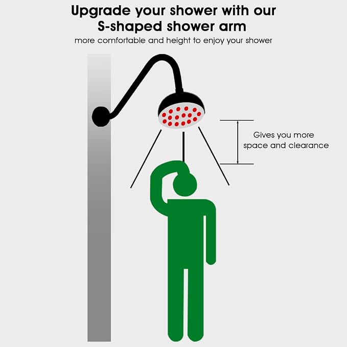 Shower Head Arm 10 Inch Chrome, S Shaped Shower Head Extender Arm - Image 7