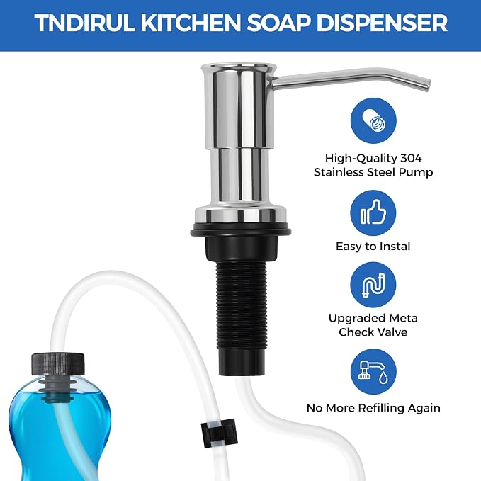 Soap Dispenser for Kitchen Sink, Chrome Built in Soap Dispensers, Stainless - Image 6