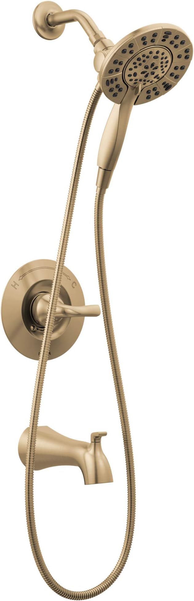 Delta Arvo 14 Series Brushed Gold Bathtub Shower Faucet Set by DeltaFaucet