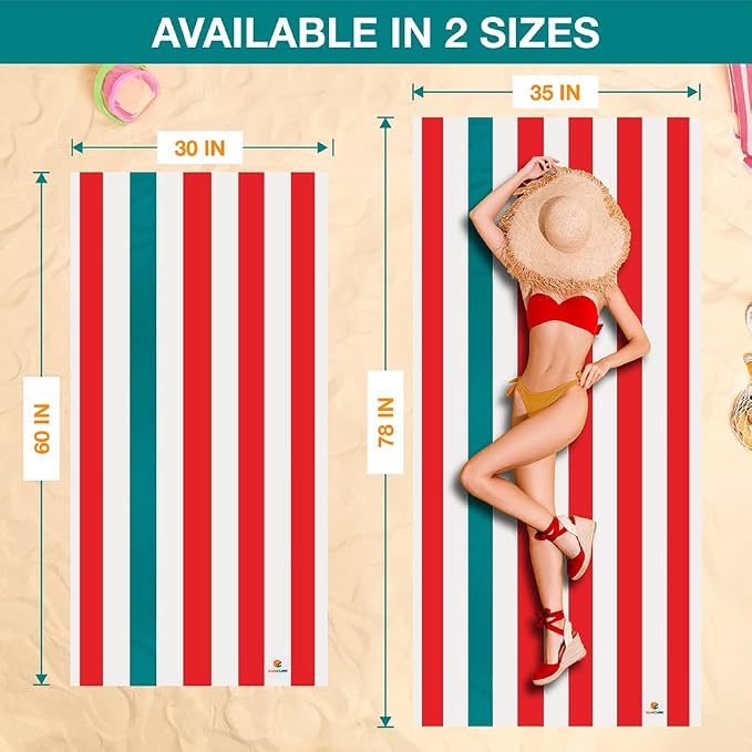 SUN CUBE Microfiber Beach Towel, Quick Dry Sand Free Beach Towel, Lightweight - Image 3