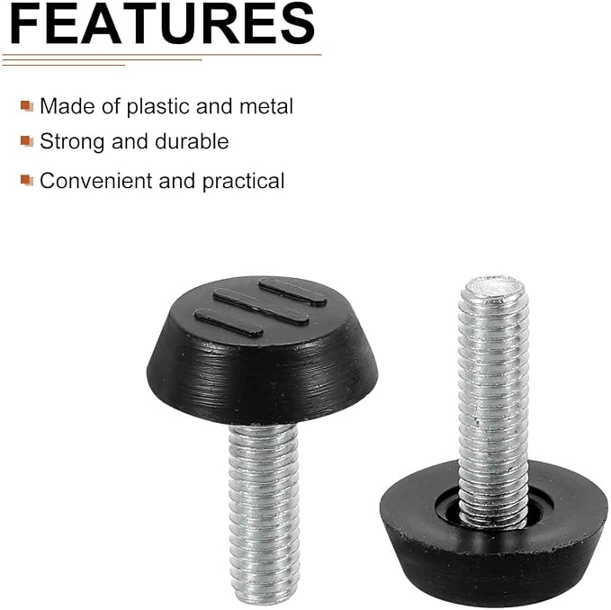 M6x16x22mm Screw on Furniture Glide Leveling Feet - Image 3