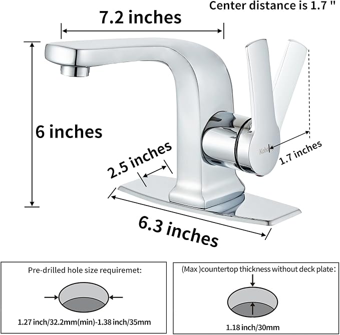 Modern Bathroom Faucet Chrome, Single Handle Commercial Bathroom Sink Faucet - Image 4