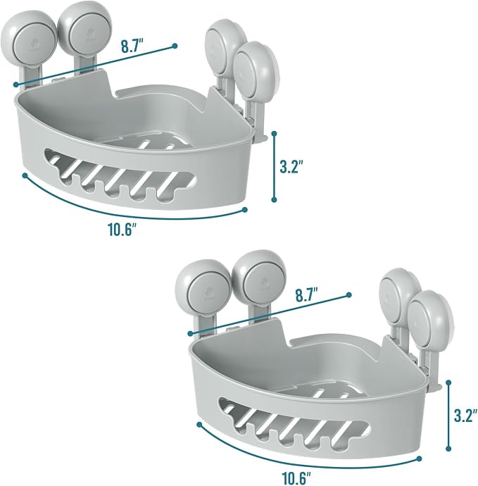 TAILI Suction Corner Shower Caddy, Bathroom Shower Shelf Storage Basket Wall - Image 8