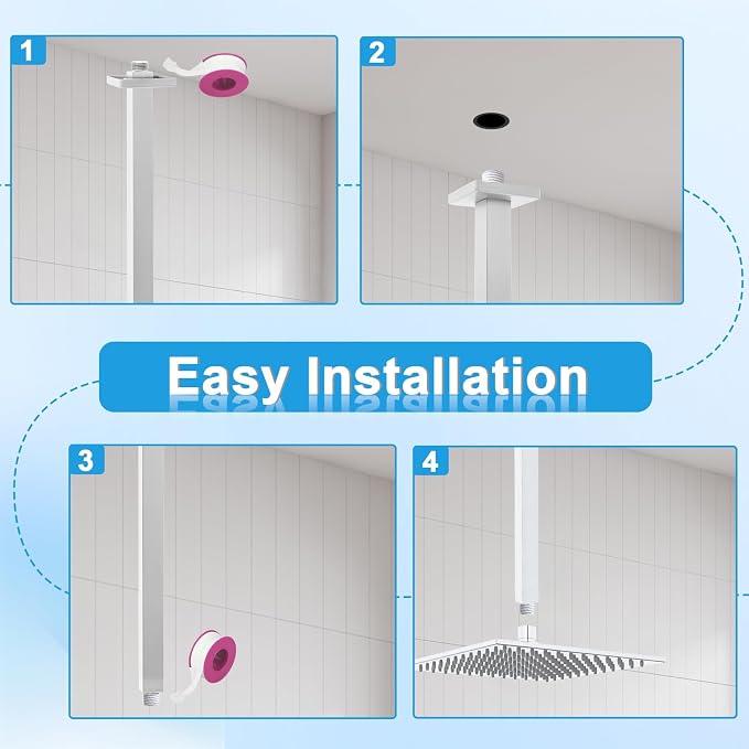 Shower Arm with Flange 24 Inches Ceiling Mount Square Straight Extender - Image 4