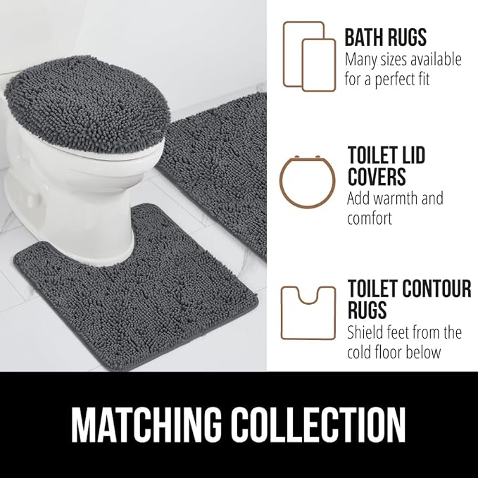 GORILLA GRIP Plush Absorbent Shaggy Chenille Bath Rug Mat - Image 8