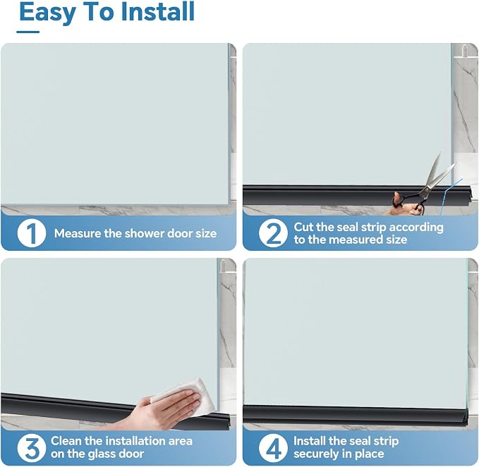 Shower Door Bottom Seal Strip, Fits 10mm Thick Glass, Prevents Leaks, Easy - Image 5
