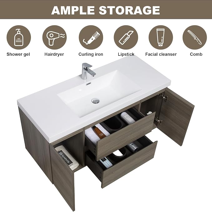 Floating Vanity Bathroom, 48 Inch Bathroom Vanity - Image 5