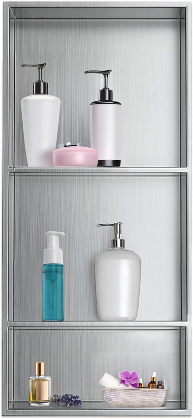 Shower Niche, 12 * 30 Stainless Steel Elegant Bathroom Niche, No Tile Needed by Elefloom