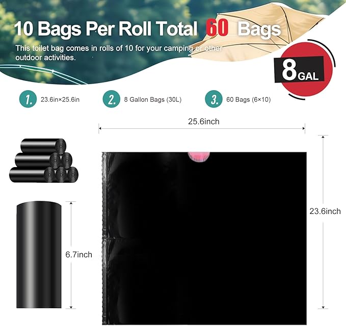 Portable Toilet Bags，Drawstring Camping Toilet Bags Toilet Trash Bags Leak-Proof - Image 2