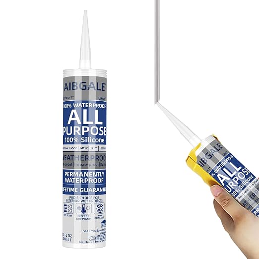 Gray Silicone Sealant, All-Purpose 100% Waterproof Silicone Caulk, Adhesive by AIBGALE