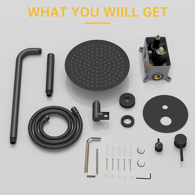 BESy Shower System with 10 Inch Round Rain Shower Head and Handheld Wall Mounted - Image 9