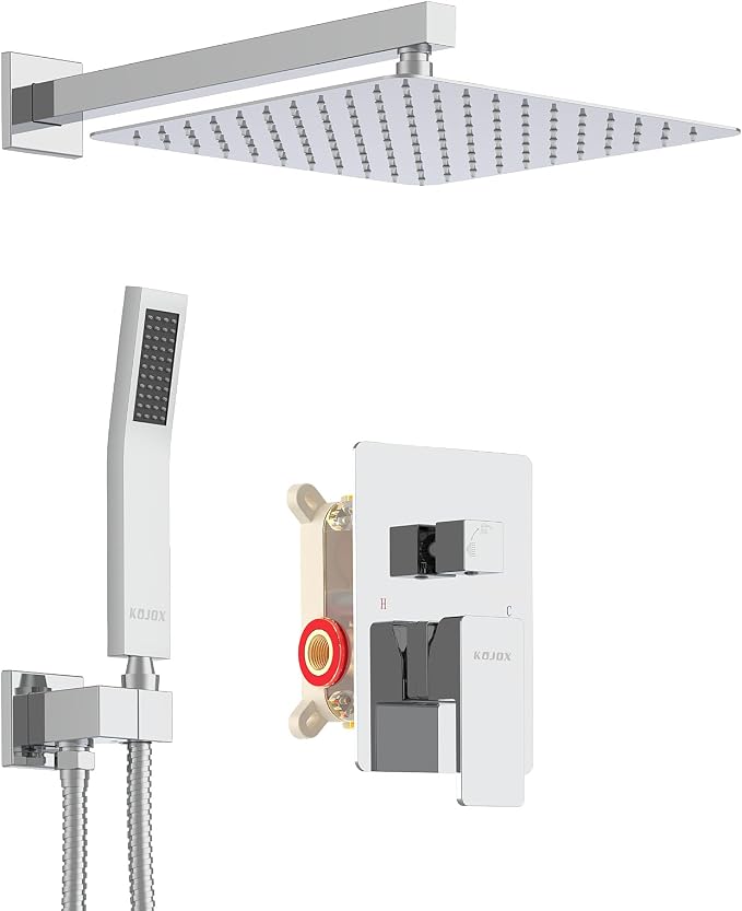 KOJOX Shower System with High Pressure 12 Inch Rainfall Shower Head, Handheld by KOJOXSANITARY