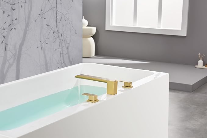SITGES Minimalist Square-Shaped Bathtub Faucet, 2-Handle Widespread Roman Tub - Image 2