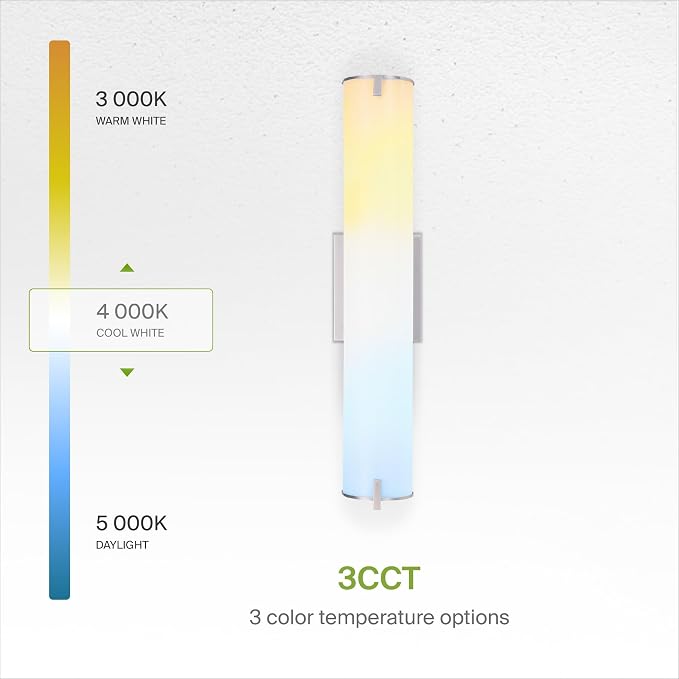 ASD LED 24" Vanity Wall Mount Light Fixture, Linear Bathroom Lighting Bar | 3CCT - Image 5