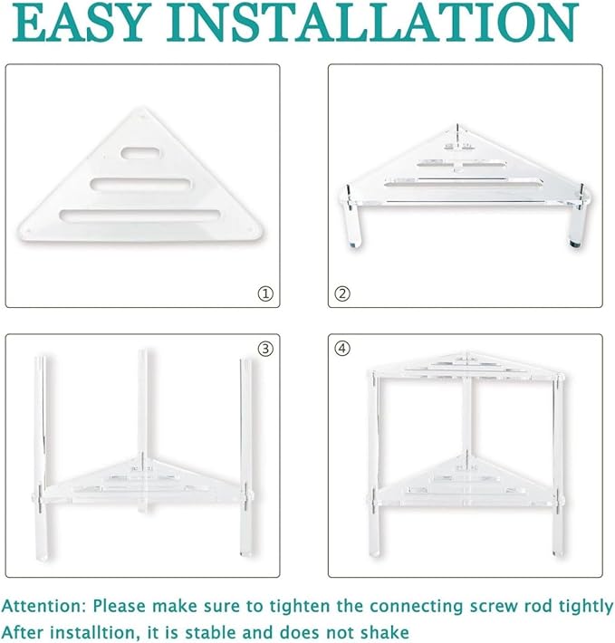 Corner Shower Caddy, 2 Tier Acrylic Bathroom Corner Shelf Clear Standing Shower - Image 5