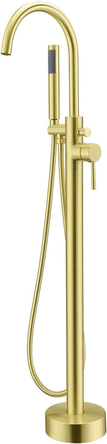 Freestanding Bathtub Faucet Tub Filler Brushed Gold Single Handle Floor Mounted by ArtiquaSanitaryWare