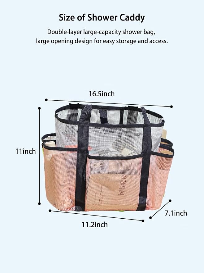 NAJIAKA Mesh Shower Caddy Bag Portable, Travel Toiletry, Organizer - Image 2