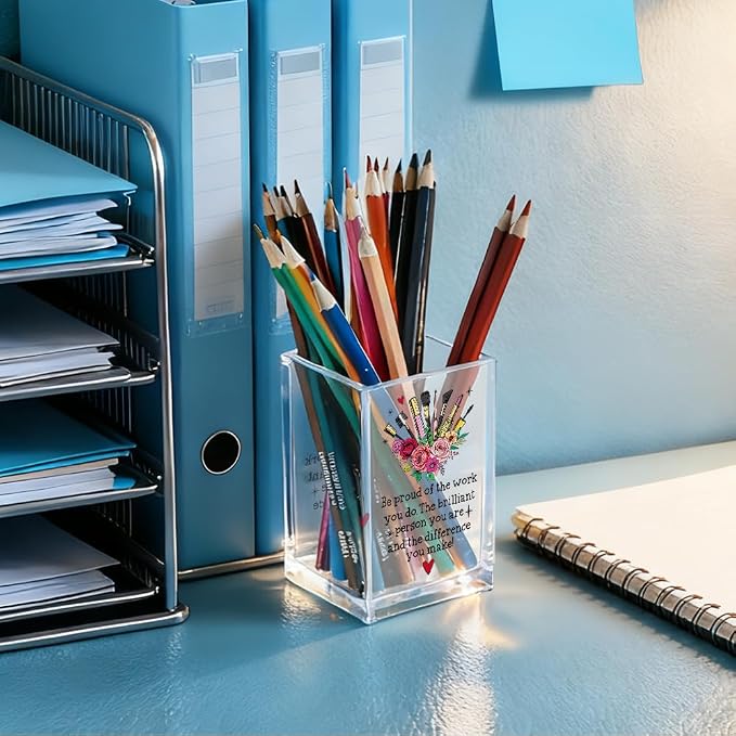 Be Pround of The Work You Do Acrylic Cosmetic Holder, Inspirational Makeup - Image 4