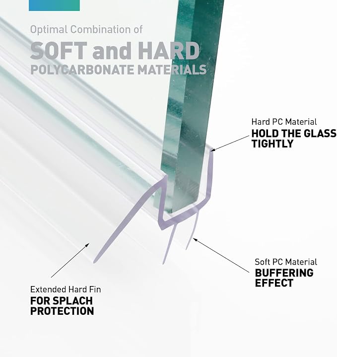 Shower Door Bottom Seal, Frameless Glass Door Seal Strip, Stop Shower Leaks and - Image 8