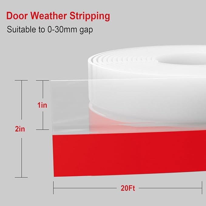 Door Draft Stopper, Silicone Weather Stripping Door Seal Strip, Self-Adhesive - Image 2