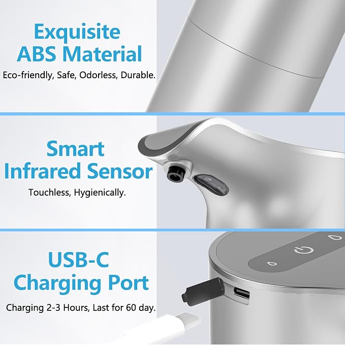 YIKHOM Automatic Liquid Soap Dispenser, 15.37 oz Touchless Dish Dispenser - Image 2