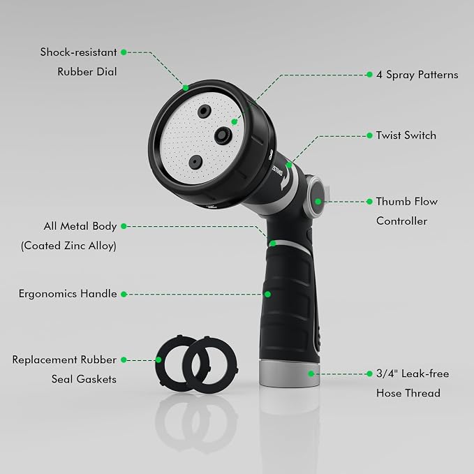 RESTMO 2-IN-1 Garden Hose Nozzle, Heavy Duty Metal Water Hose Nozzle - Image 8