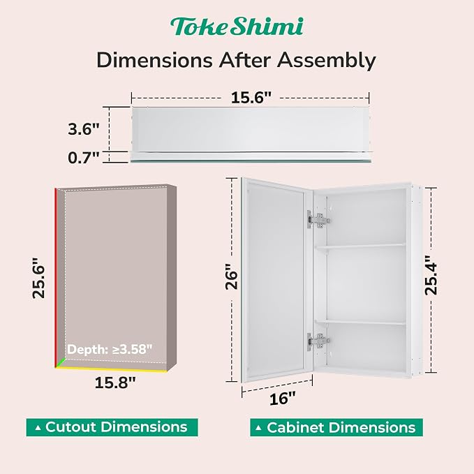 TokeShimi 16x26 Farmhouse Medicine Cabinet Recessed or Surface Mount Aluminum - Image 2