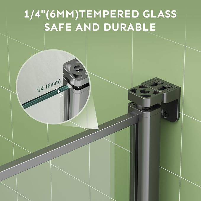 30" Wx72 H Frameless Reversible Pivot Shower Door, 1/4" Clear SGCC Tempered - Image 3