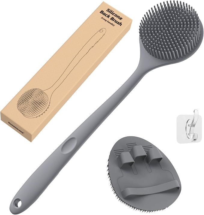 Manmihealth Silicone Back Scrubber & Soft Bath Glove Set, Super-Cleaning Body by ManmiHealth