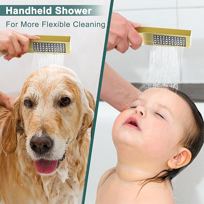 Shower Faucet Set Brushed Gold Shower System, Starbath 10" Rain Shower Head and - Image 5