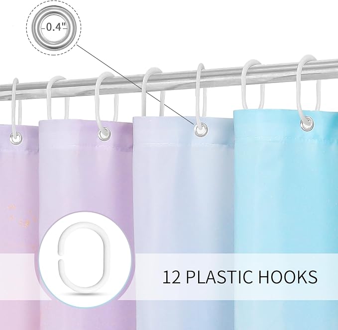 Gibelle Abstract Marble Shower Curtain, Watercolor Pink Turquoise Shower Curtain - Image 3