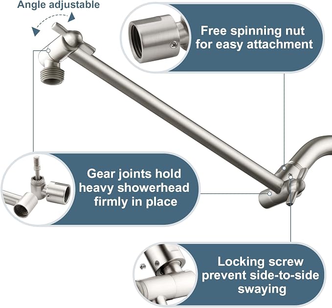 BRIGHT SHOWERS Brass Shower Head Extension Arm - Image 3