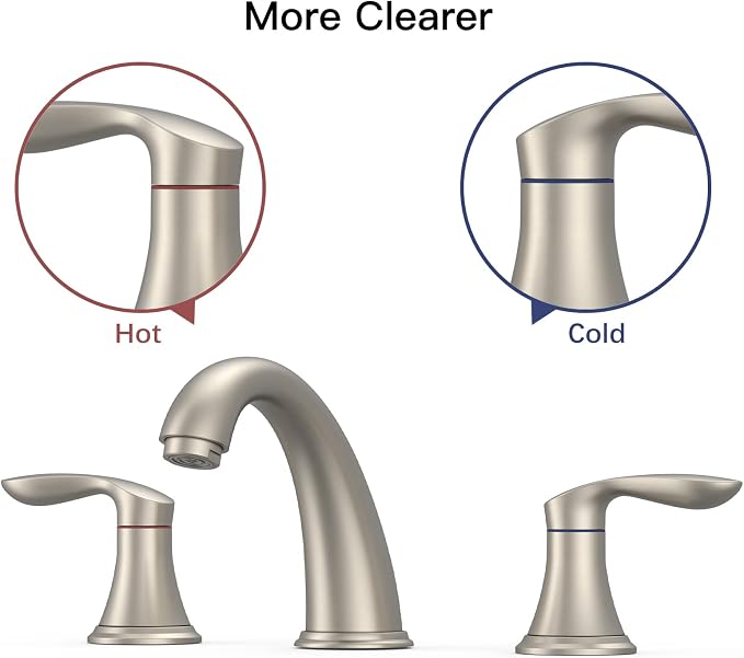 Bathroom Sink Faucet, Faucet for Bathroom Sink, Widespread Brushed Nickel - Image 4