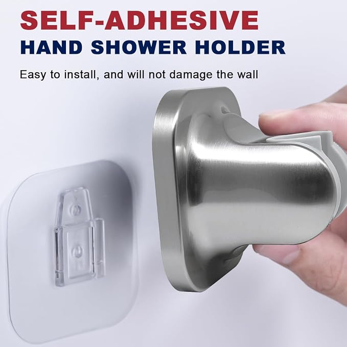Hand Held Shower Head Holder, Adhesive Showerhead Bracket, Angle Adjustable - Image 2