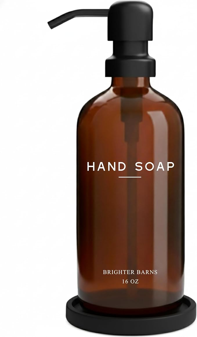 Amber Glass Hand Soap Dispenser Bathroom Set by Brighter Barns by BrighterBarns
