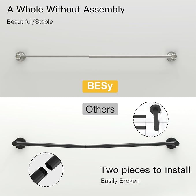 BESy Adjustable 16 to 26 Inch Bath Towel Bar Rack - Image 4