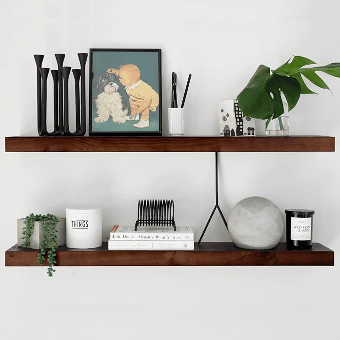 Homeforia Walnut 36 inch Floating Shelf, High End Solid Real Wood 36inch Large by Homeforia