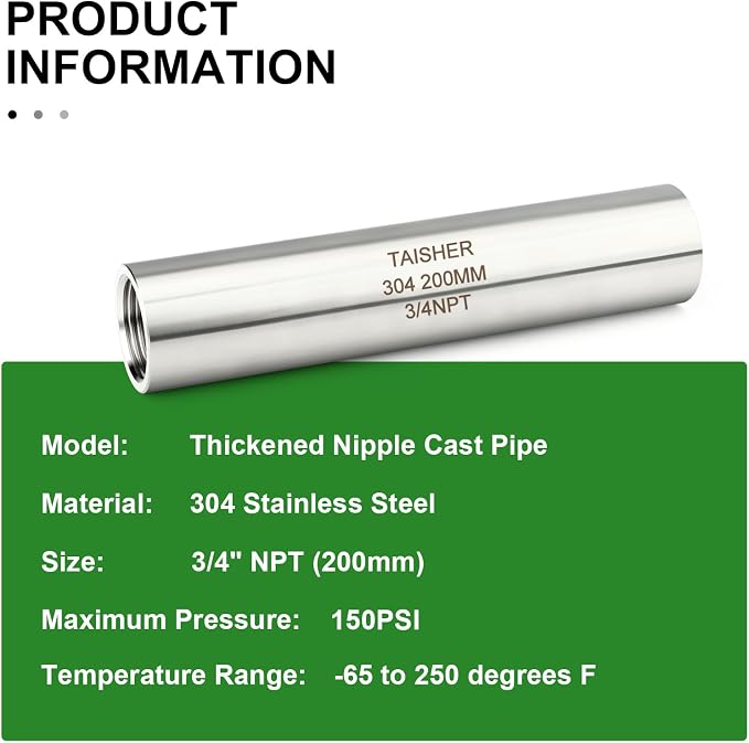 TAISHER 2PCS Stainless Steel Pipe Fittings, 3/4" NPT Female x 3/4" NPT Female - Image 5