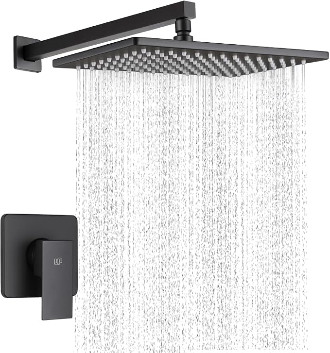 POP SANITARYWARE Matte Black Shower Faucet Set, Bathroom Rainfall Shower System by POPSANITARYWARE
