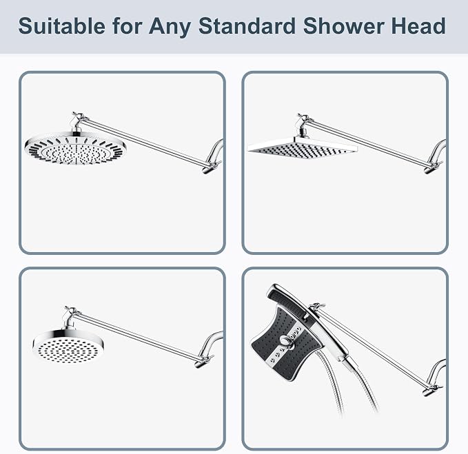 BRIGHT SHOWERS 15 Inch Extra Long Shower Head Extension Arm, Solid Brass Shower - Image 6