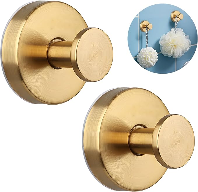 2 Pcs Suction Cup Hooks, Stainless Steel Removable Shower Towel Hook, No Drill by VEINARDYL