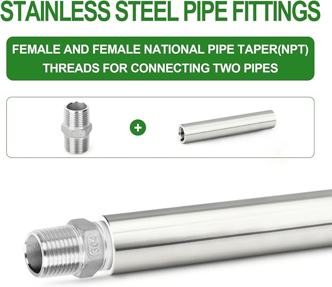 TAISHER 2PCS Stainless Steel Pipe Fittings, 3/8" NPT Female x 3/8" NPT Female - Image 6