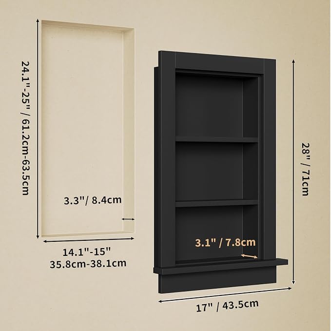 Wood Recessed Wall Niche, Wooden Medicine Cabinet - Image 3