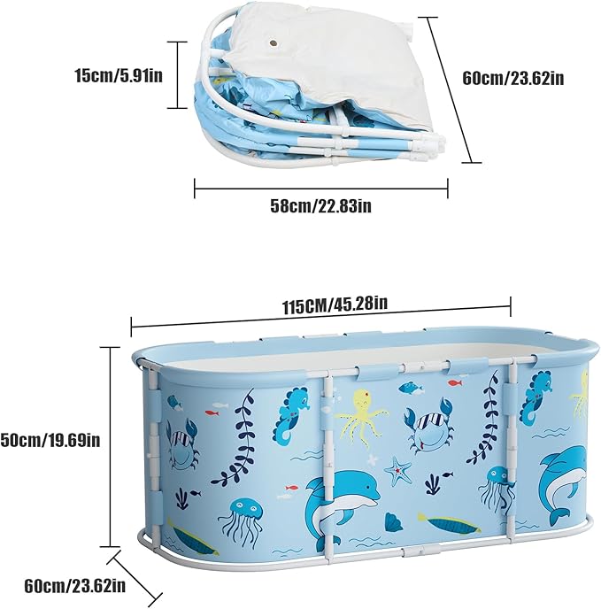 Portable Tub for Adults, Large Collapsible Foldable Bathtub 56in Length - Image 2