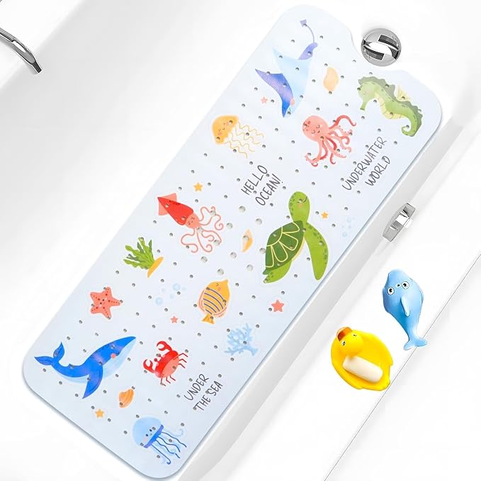 Baby Bath Mat for Tub Non Slip Kids Bathtub Mat Extra Long 40X16 Inch Toddler by Tubozadi