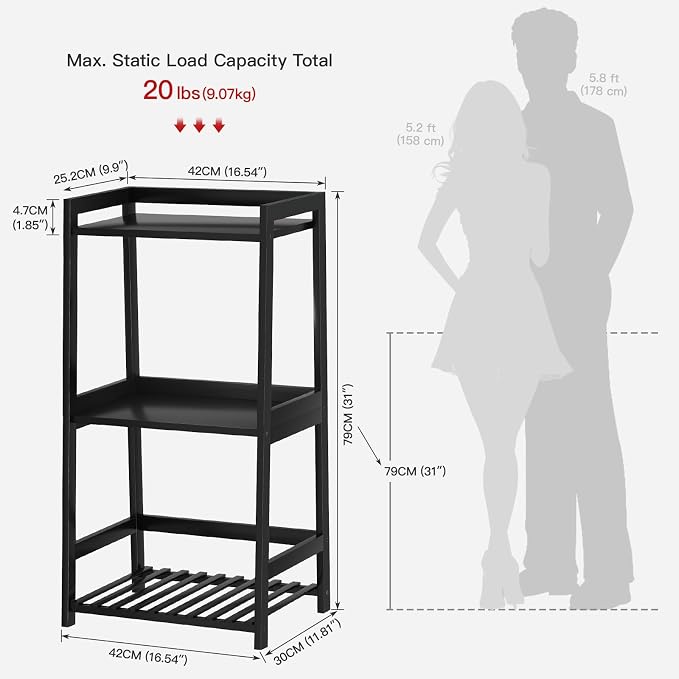 3 Tier Bamboo Bathroom Shelves, Ladder Shelf - Image 3
