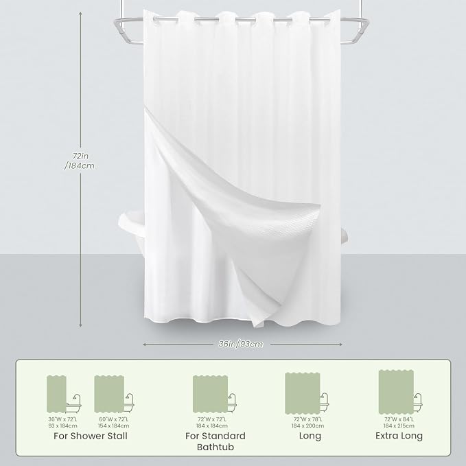 Inhousolu No Hook Waffle Weave Shower Curtain - Image 7